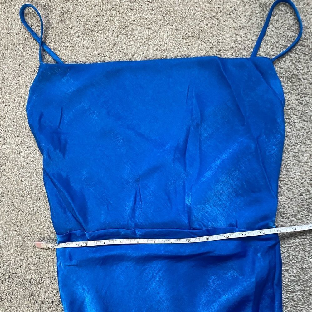 NWT Lulus Blue Satin Cowl Neck Maxi dress, Medium - Picture 9 of 14